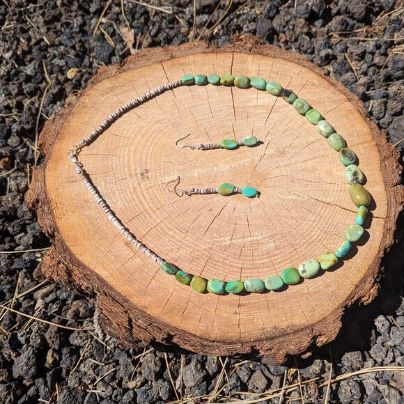 Navajo Turquoise Bead Necklace Earring Set Handmade‎ Native American Jewelry*** - Picture 6 of 12